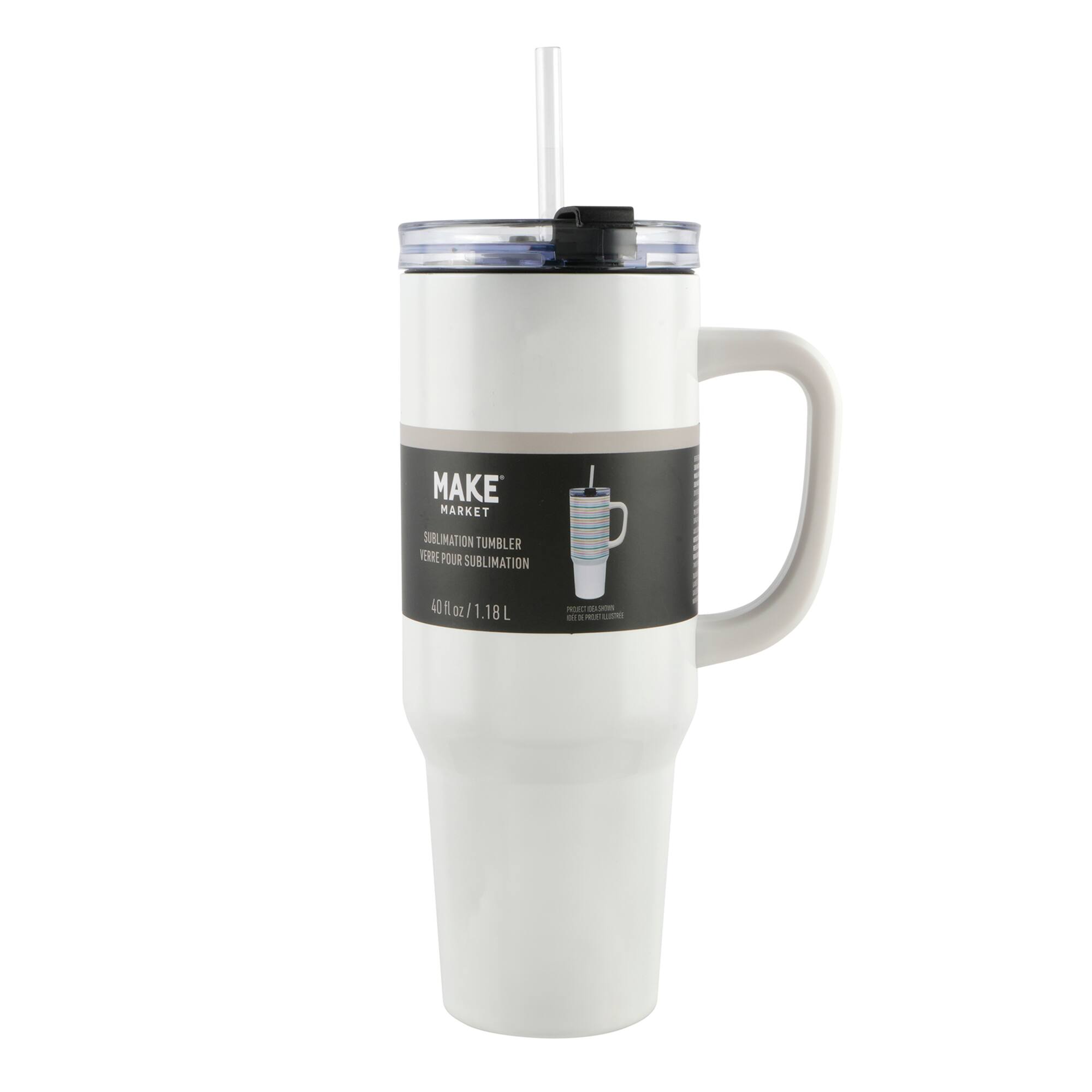 12 Pack: 40oz. Stainless Steel Sublimation Tumbler with Handle by Make Market®